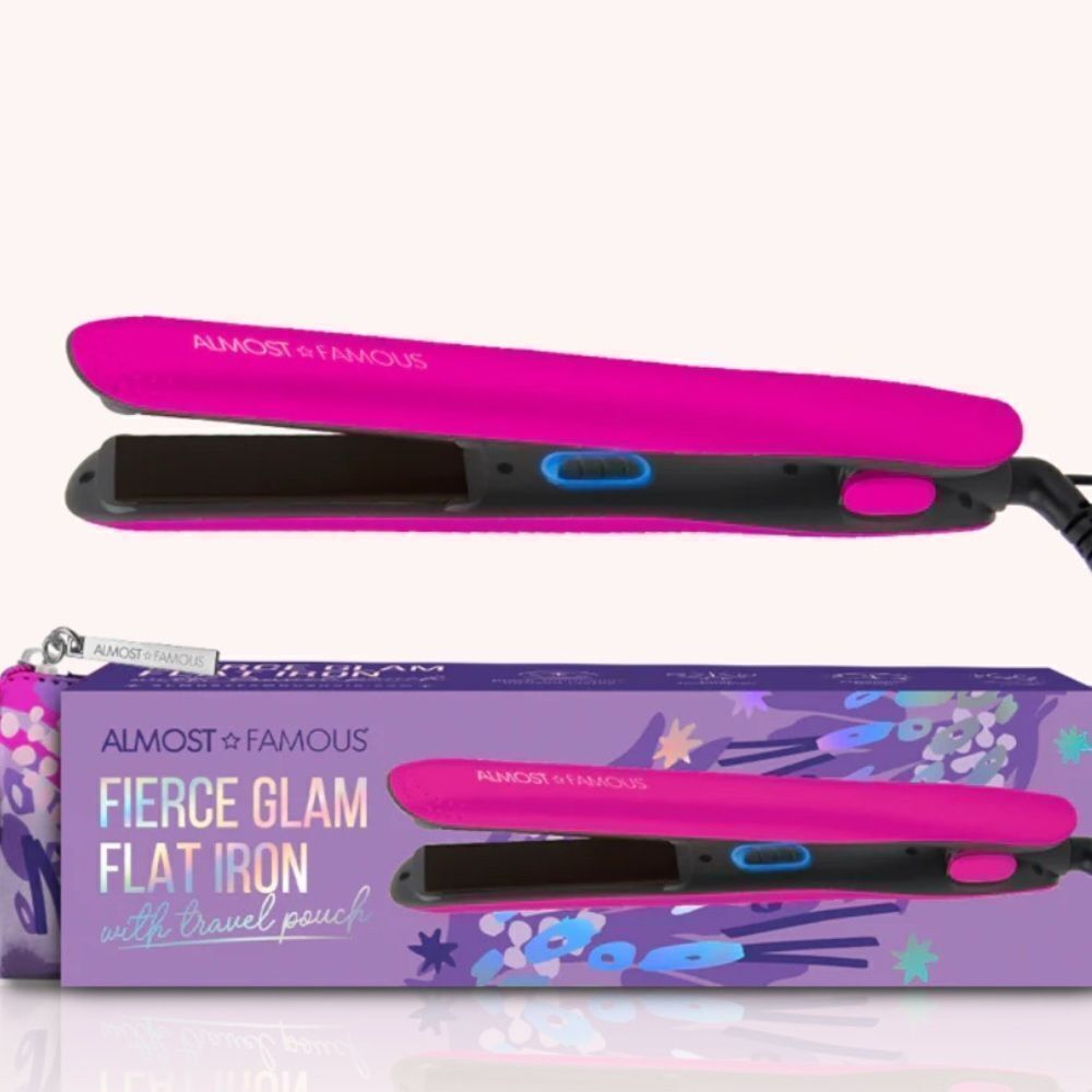 ALMOST FAMOUS Fierce Glam Flat Iron with Travel Pouch